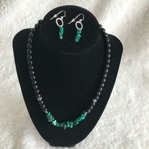 Malachite Necklace and Earrings